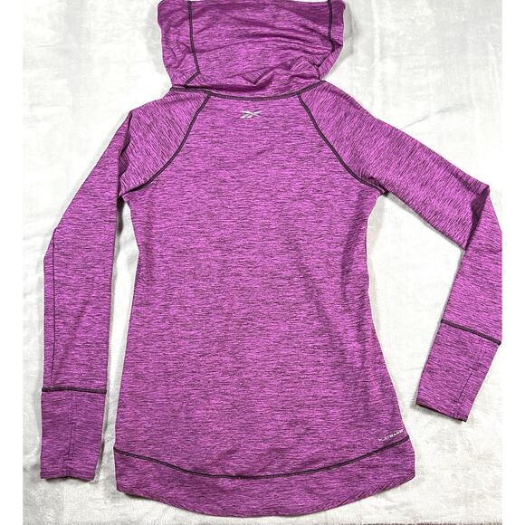 Reebok Womens M Playwarm Performance Cowl Neck Magenta Pullover w Thumbholes - Picture 4 of 16